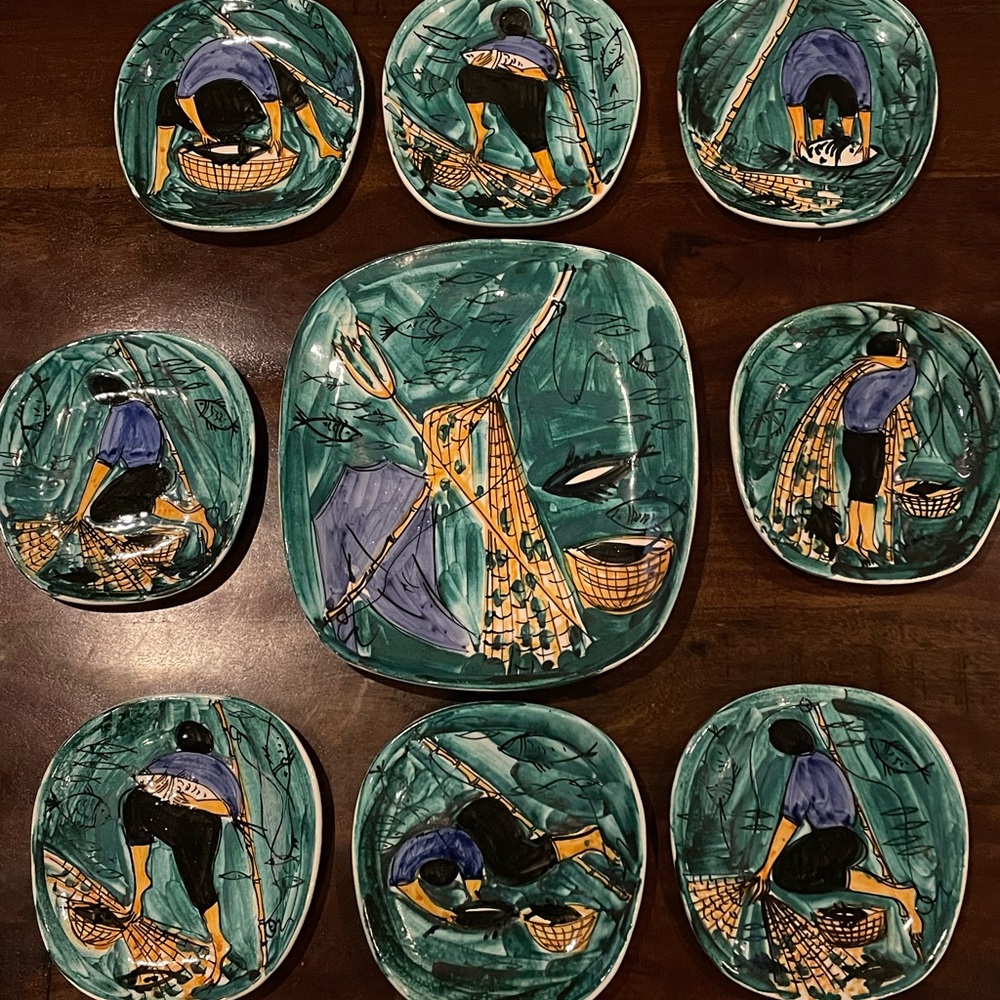 Mid Century Modern Guerrieri Murano dish set